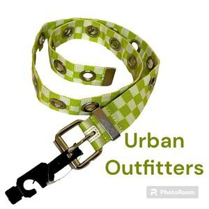 Urban Outfitters Lime Green Checkered Belt